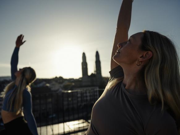 Yoga on a Rooftop in the Old Town of Zurich