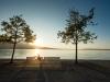 Coucher de soleil sur la lac de Zurich à Lachen